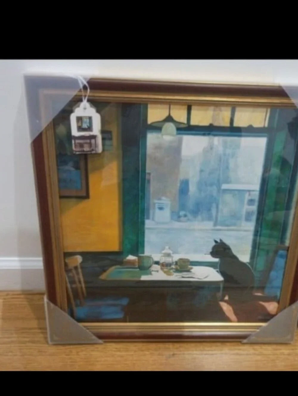 Marmont Hill Framed Cat Café Window Wall Art - Black and Blue